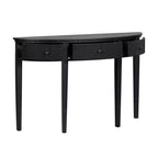 Console cannelée avec rangement, table d'entrée en bois avec tiroir et quatre pieds, table de couloir demi-lune