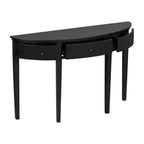 Console cannelée avec rangement, table d'entrée en bois avec tiroir et quatre pieds, table de couloir demi-lune