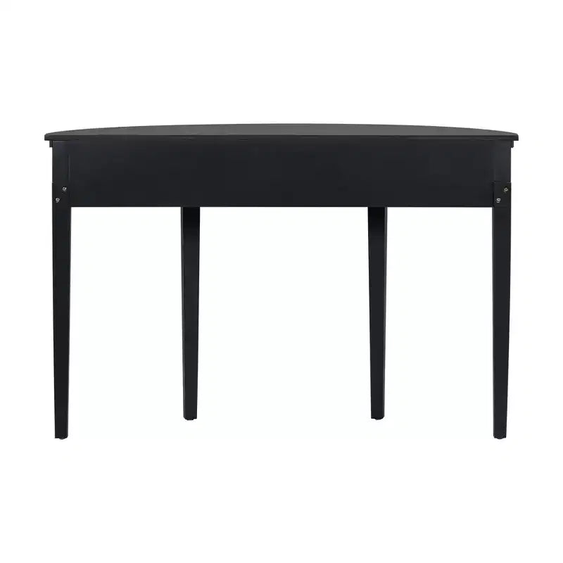Console cannelée avec rangement, table d'entrée en bois avec tiroir et quatre pieds, table de couloir demi-lune