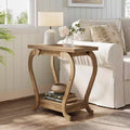 Lantine 2-Tier End Table, Narrow Wood Side Table, Bedside Accent Furniture for Living Room, Small Spaces, Bedroom, Brown