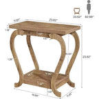 Table d'appoint à 2 niveaux, Table d'appoint étroite en bois, Meuble d'appoint de chevet pour salon, petits espaces, chambre à coucher, Marron