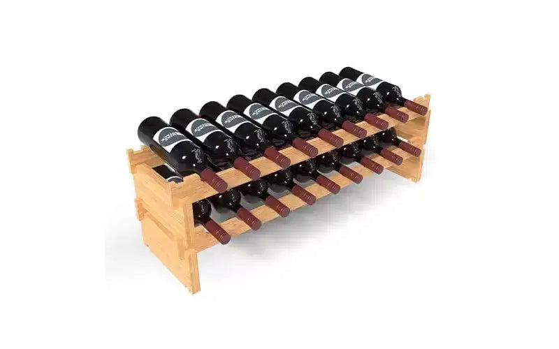 HOMLUX 9/18/36/72 Bottle Bamboo Stackable Modular Wine Rack Wooden Wine Storage Display Shelf