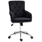 Modern Mid-back Desk Chair with Button Tufted Velvet Back, Nailhead Trim, Swivel Home Office Chair with Adjustable Height, Curved Padded Armrests