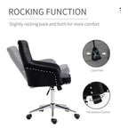 Chaise de bureau moderne mi-dossier avec dossier en velours capitonné, garniture cloutée, fauteuil de bureau pivotant réglable en hauteur, accoudoirs incurvés rembourrés