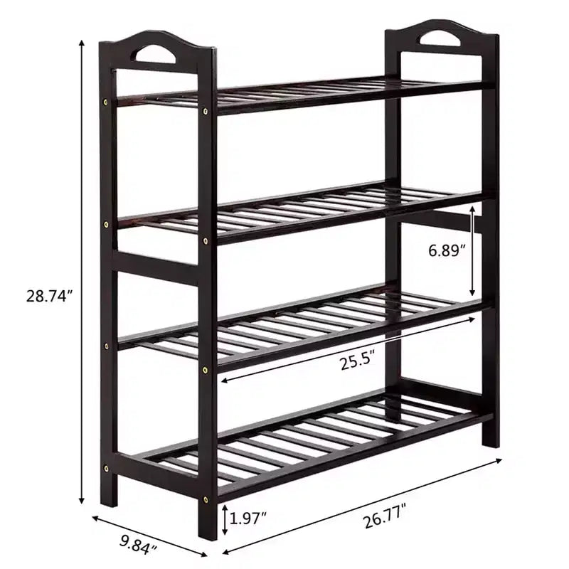 Étagère multifonction à 4 niveaux pour chaussures, serviettes, livres, petits appareils ménagers en bambou