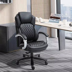Fauteuil de bureau exécutif grande taille avec siège large, chaise de bureau avec dossier haut surpiqué en losanges, hauteur réglable et roulettes pivotantes