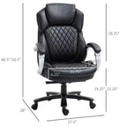 Fauteuil de bureau exécutif grande taille avec siège large, chaise de bureau avec dossier haut surpiqué en losanges, hauteur réglable et roulettes pivotantes