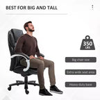 Fauteuil de bureau exécutif grande taille avec siège large, chaise de bureau avec dossier haut surpiqué en losanges, hauteur réglable et roulettes pivotantes