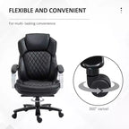 Fauteuil de bureau exécutif grande taille avec siège large, chaise de bureau avec dossier haut surpiqué en losanges, hauteur réglable et roulettes pivotantes