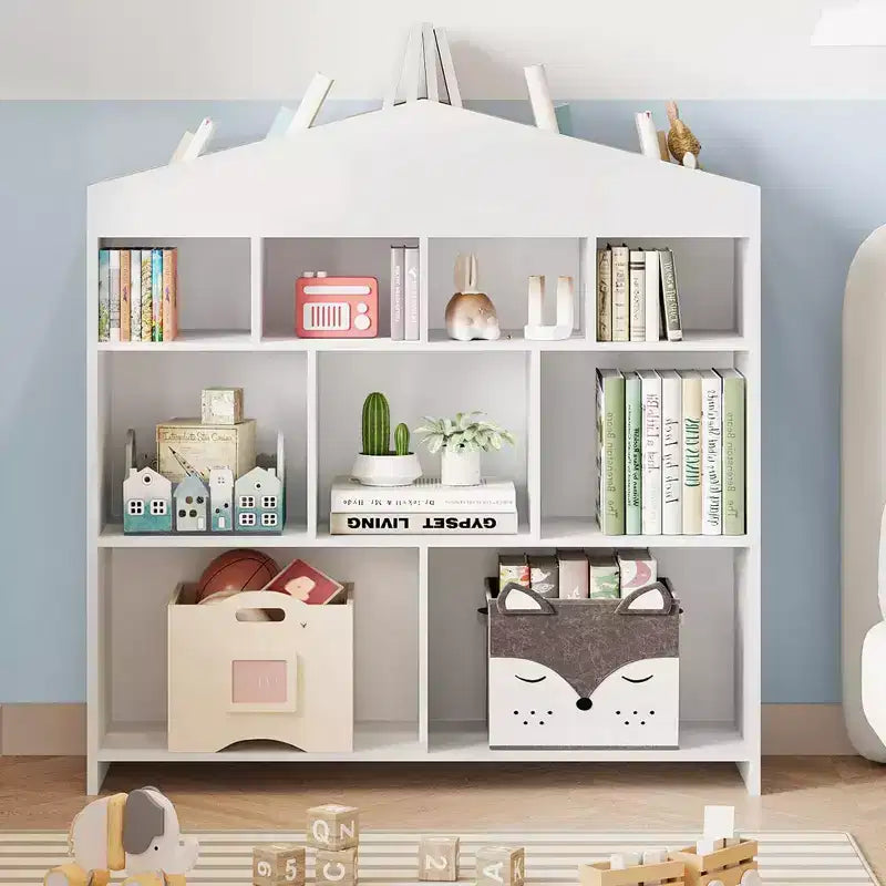 Organisateur de rangement de jouets, étagère à livres pour enfants à 9 compartiments