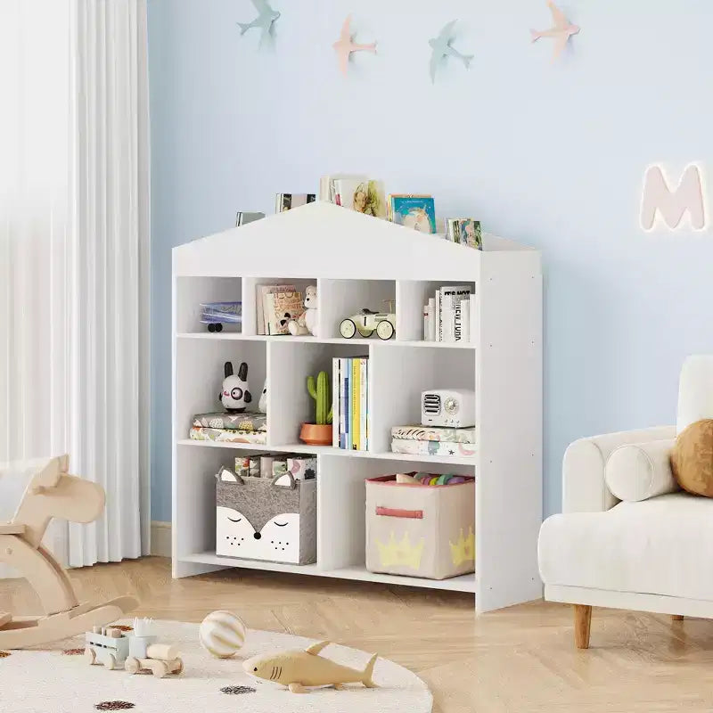 Organisateur de rangement de jouets, étagère à livres pour enfants à 9 compartiments