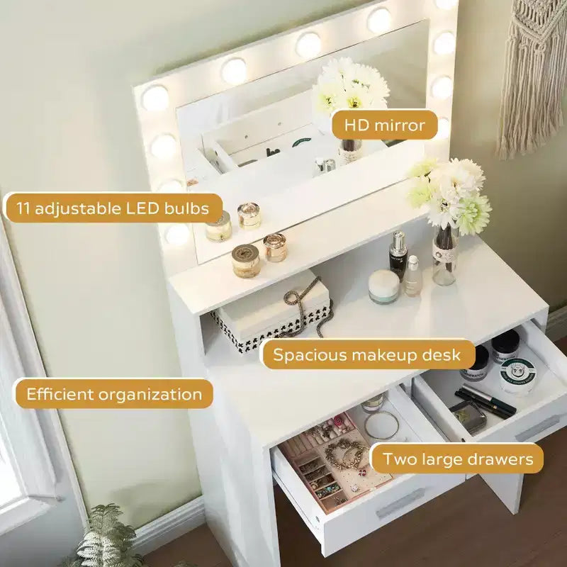 Coiffeuse élégante avec grand miroir