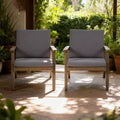 Outdoor Acacia Wood Club Chairs with Cushions (Set of 2)