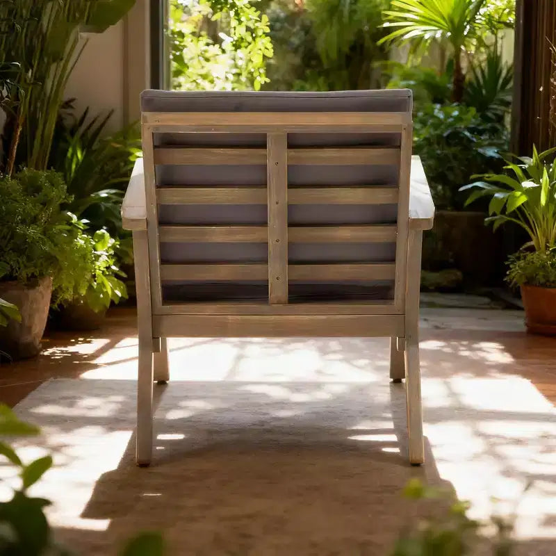 Chaises de club d'extérieur en bois d'acacia avec coussins (paquet de 2)