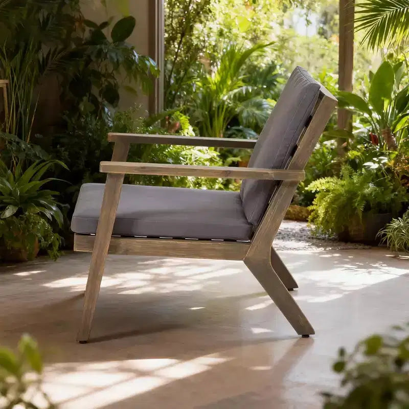 Chaises de club d'extérieur en bois d'acacia avec coussins (paquet de 2)