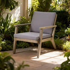 Chaises de club d'extérieur en bois d'acacia avec coussins (paquet de 2)