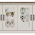 Meuble TV avec portes miroir 151,4 cm (L) x 39,9 cm (P) x 74,4 cm (H)