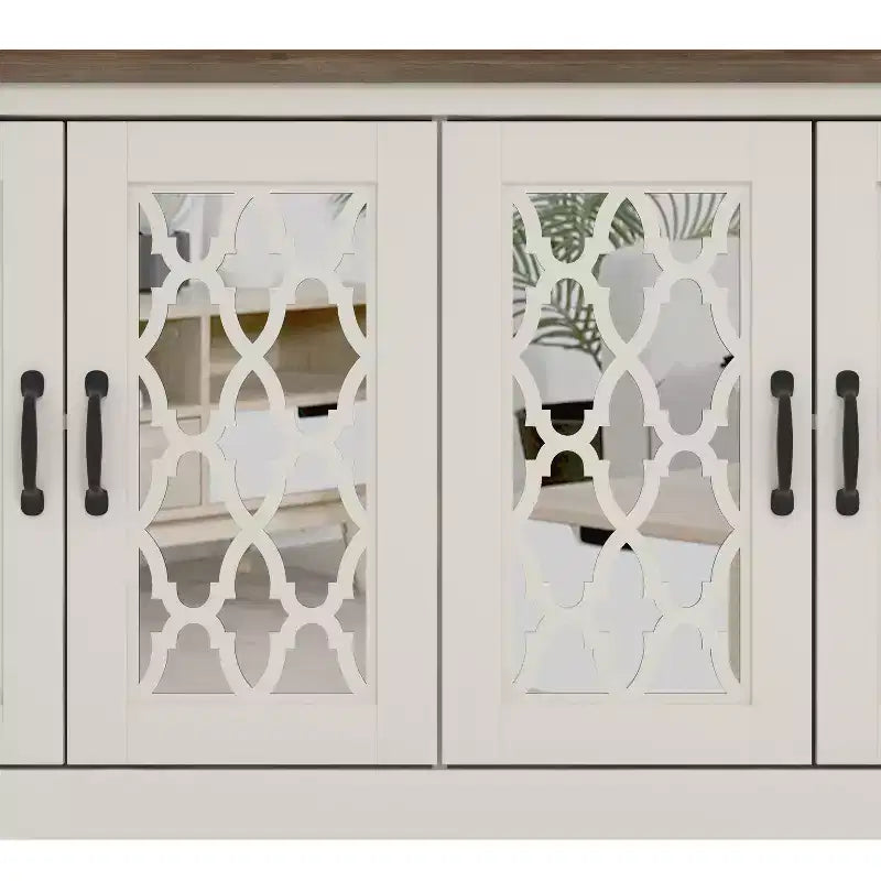 Meuble TV avec portes miroir 151,4 cm (L) x 39,9 cm (P) x 74,4 cm (H)