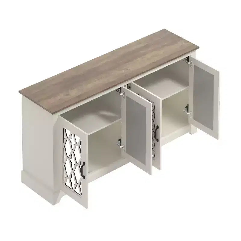 Meuble TV avec portes miroir 151,4 cm (L) x 39,9 cm (P) x 74,4 cm (H)