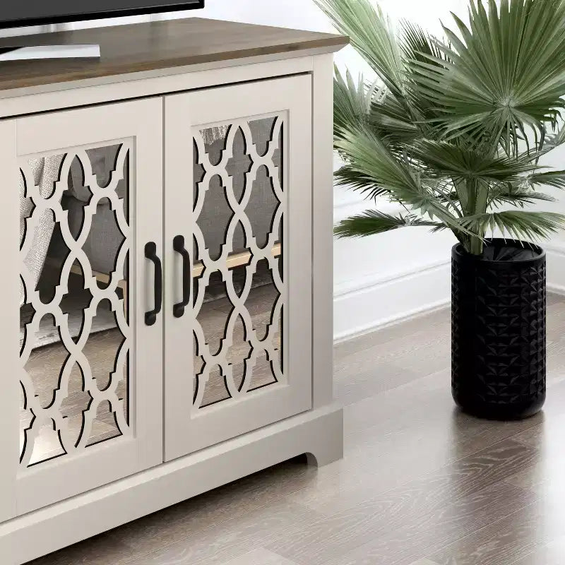 Meuble TV avec portes miroir 151,4 cm (L) x 39,9 cm (P) x 74,4 cm (H)