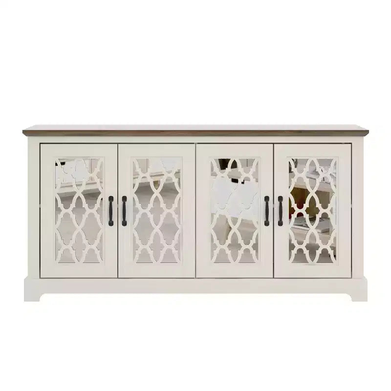 Meuble TV avec portes miroir 151,4 cm (L) x 39,9 cm (P) x 74,4 cm (H)