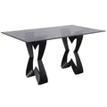 58" Poppy Hill Modern Rectangle Glass Top Dining Table Black/Gray - HOMES: Inside + Out: Beveled Edge, Steel Frame