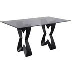 58" Poppy Hill Modern Rectangle Glass Top Dining Table Black/Gray - HOMES: Inside + Out: Beveled Edge, Steel Frame