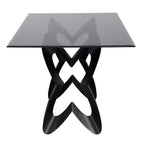 Table à manger moderne rectangulaire de 58 po avec plateau en verre Noir/Gris - Bord biseauté, cadre en acier