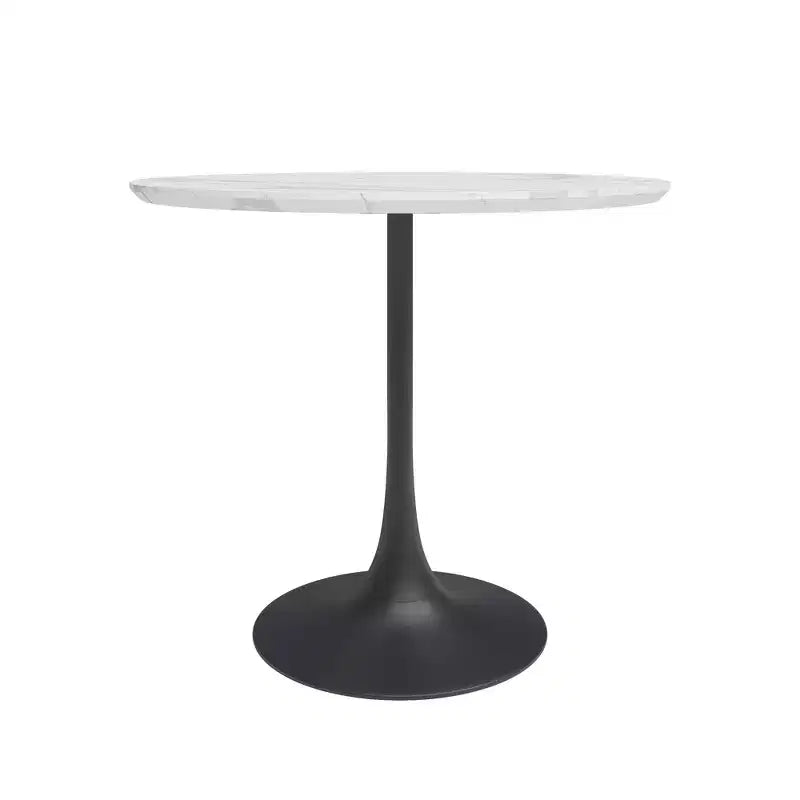 3pc Kurv Lux Dining Set White Faux Marble/Black - Jamesdar