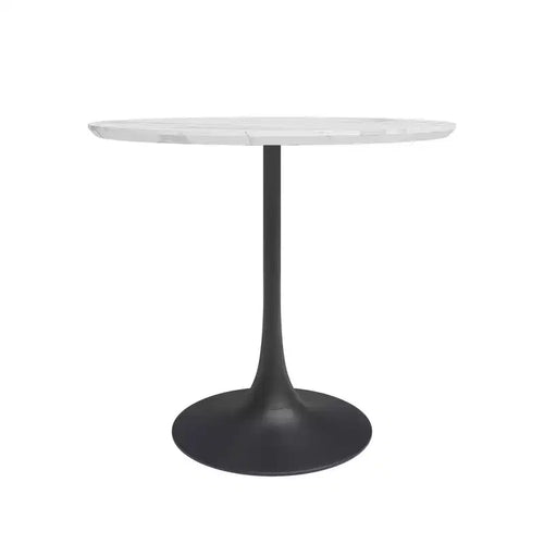 3pc Kurv Lux Dining Set White Faux Marble/Black - Jamesdar