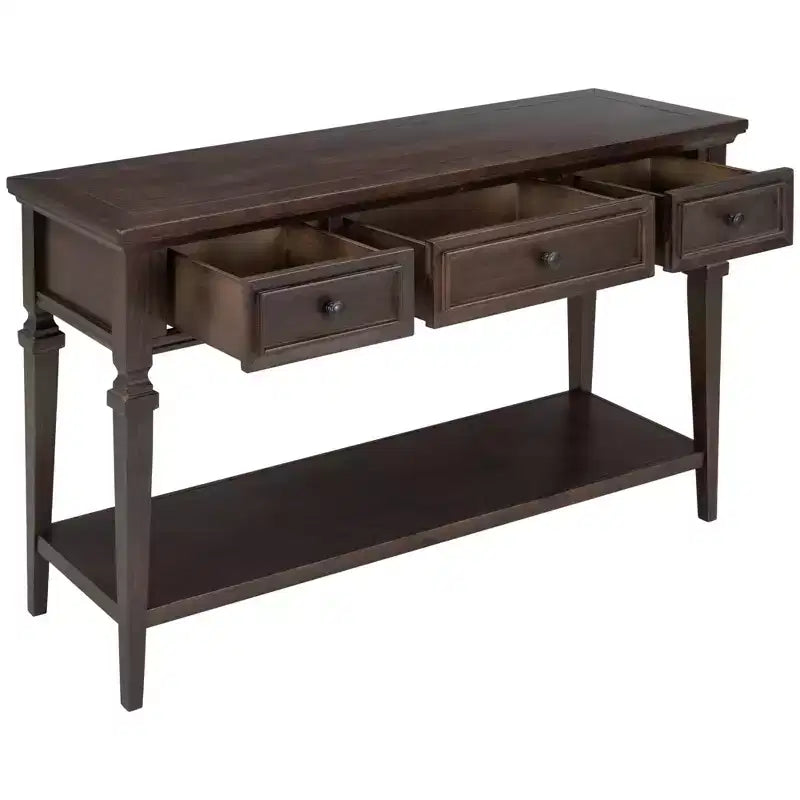 Console rétro avec tiroirs et étagère