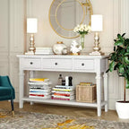 Console rétro avec tiroirs et étagère