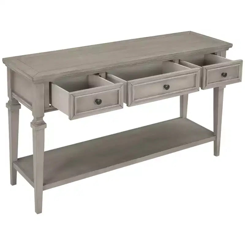 Console rétro avec tiroirs et étagère