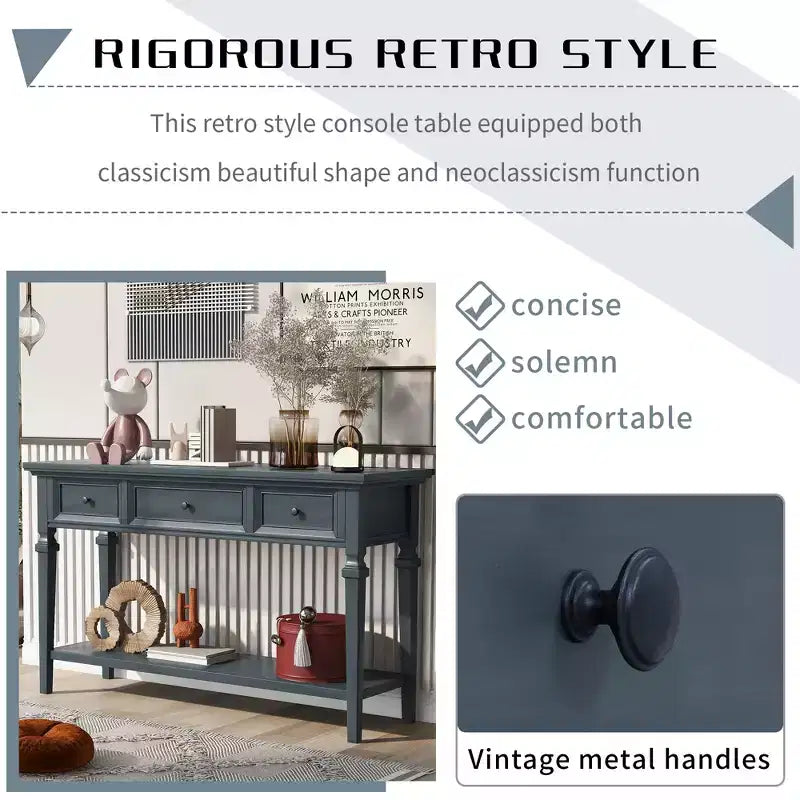 Console rétro avec tiroirs et étagère