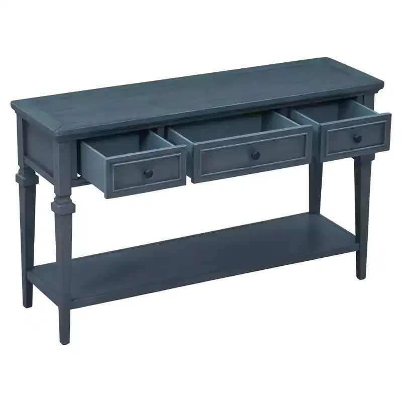 Console rétro avec tiroirs et étagère