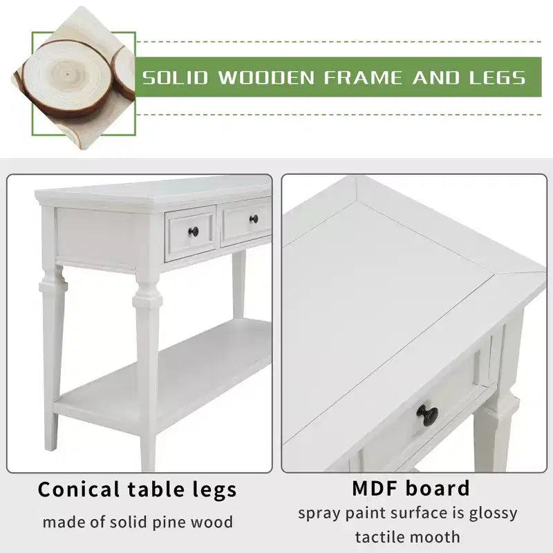 Console rétro avec tiroirs et étagère