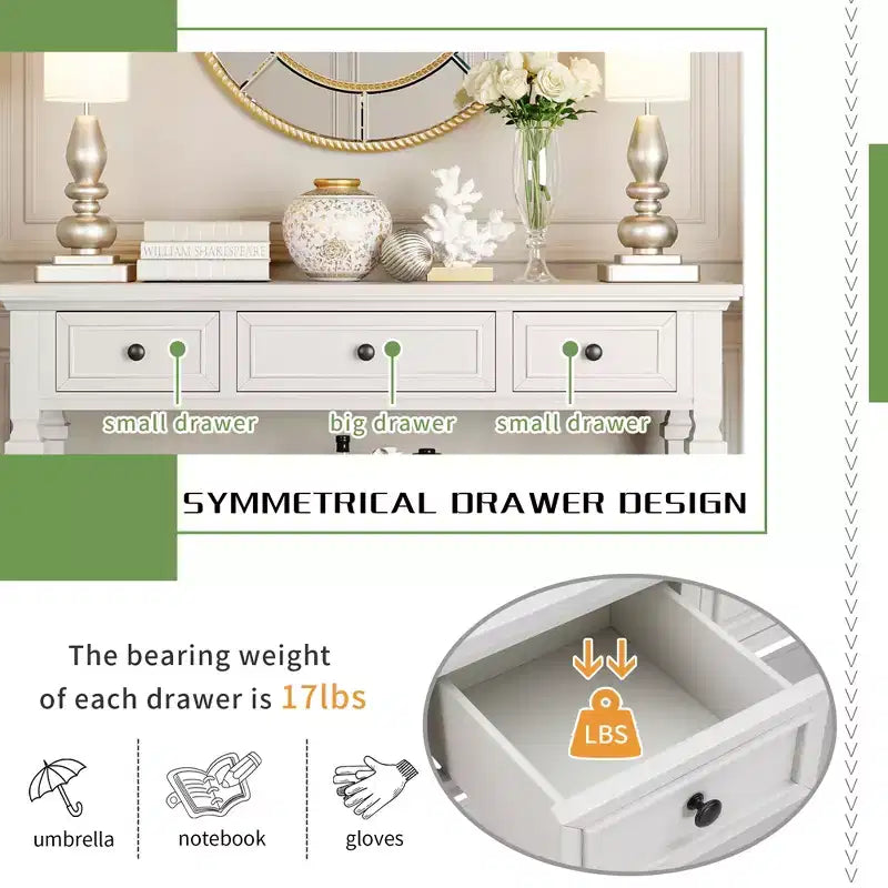 Console rétro avec tiroirs et étagère