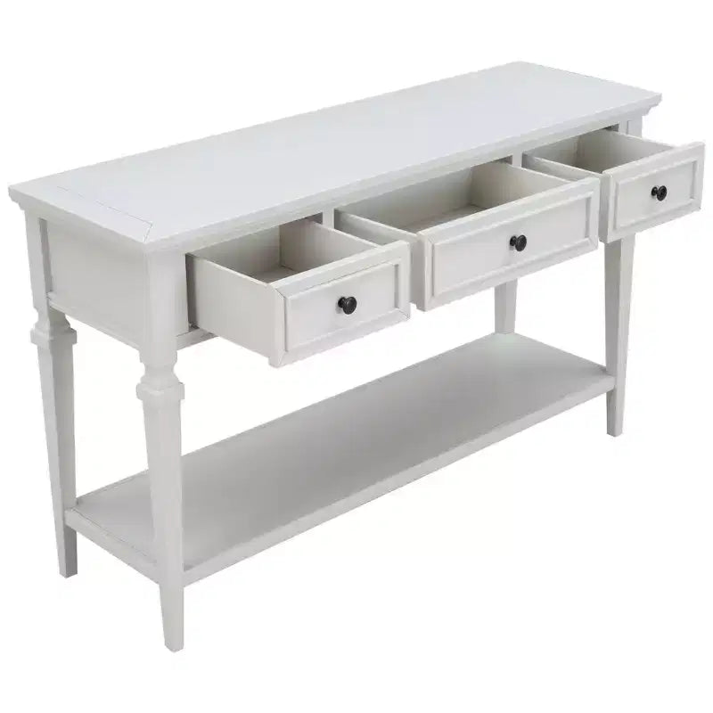 Console rétro avec tiroirs et étagère