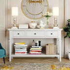 Retro Console Table with Drawers and Shelf-ModernLuxe