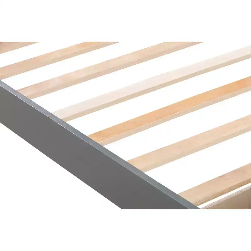 Cadre de lit plateforme en bois double avec tiroir de rangement et support à lattes