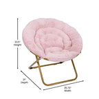 Fauteuil soucoupe pliant surdimensionné avec coussin confortable en fausse fourrure et cadre en métal pour dortoirs, chambres, appartements et plus