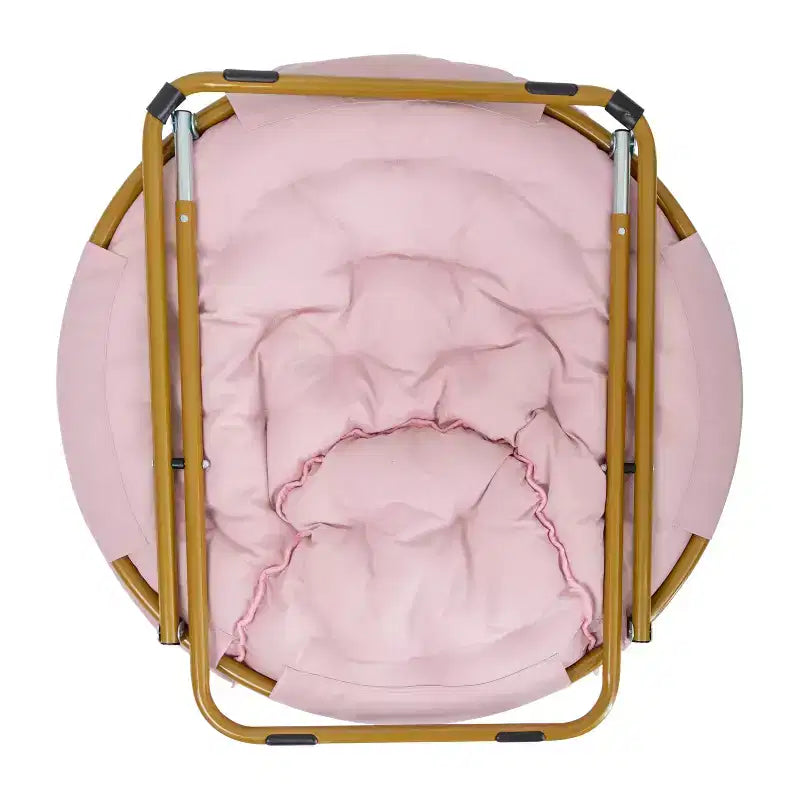 Fauteuil soucoupe pliant surdimensionné avec coussin confortable en fausse fourrure et cadre en métal pour dortoirs, chambres, appartements et plus