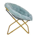 Fauteuil soucoupe pliant surdimensionné avec coussin confortable en fausse fourrure et cadre en métal pour dortoirs, chambres, appartements et plus