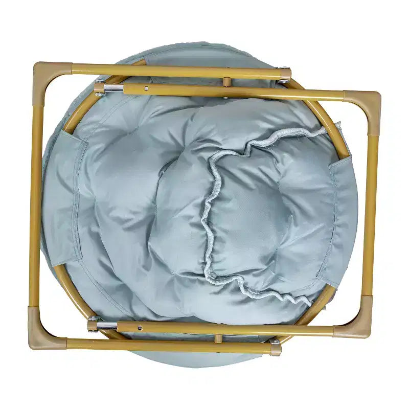 Fauteuil soucoupe pliant surdimensionné avec coussin confortable en fausse fourrure et cadre en métal pour dortoirs, chambres, appartements et plus