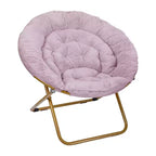 Fauteuil soucoupe pliant surdimensionné avec coussin confortable en fausse fourrure et cadre en métal pour dortoirs, chambres, appartements et plus