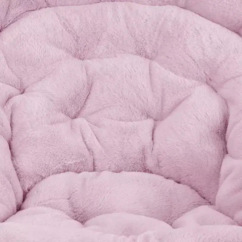 Fauteuil soucoupe pliant surdimensionné avec coussin confortable en fausse fourrure et cadre en métal pour dortoirs, chambres, appartements et plus