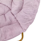 Fauteuil soucoupe pliant surdimensionné avec coussin confortable en fausse fourrure et cadre en métal pour dortoirs, chambres, appartements et plus