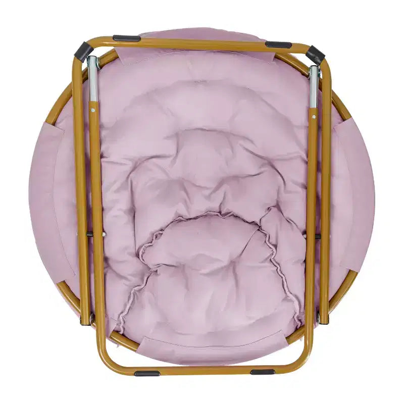 Fauteuil soucoupe pliant surdimensionné avec coussin confortable en fausse fourrure et cadre en métal pour dortoirs, chambres, appartements et plus