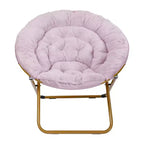 Fauteuil soucoupe pliant surdimensionné avec coussin confortable en fausse fourrure et cadre en métal pour dortoirs, chambres, appartements et plus