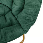 Fauteuil soucoupe pliant surdimensionné avec coussin confortable en fausse fourrure et cadre en métal pour dortoirs, chambres, appartements et plus